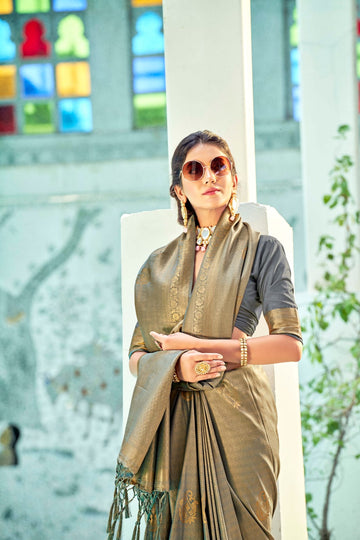 Mehendi   Kanchipuram   Silk  saree for women