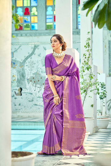 Purple   Kanchipuram   Silk  saree for women