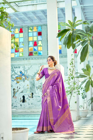 Purple   Kanchipuram   Silk  saree for women