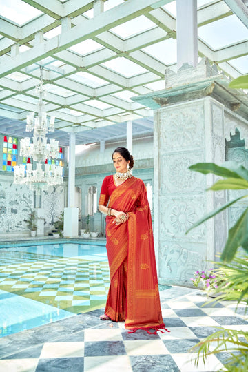 Red   Kanchipuram   Silk  saree for women