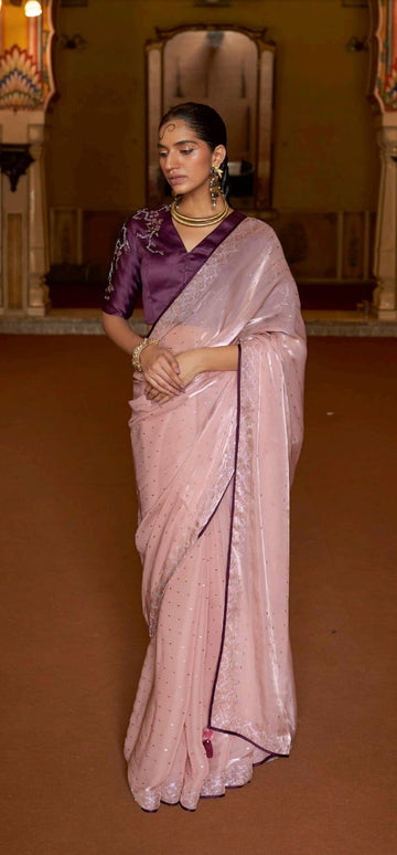 Pink  Tissue Silk  saree for women
