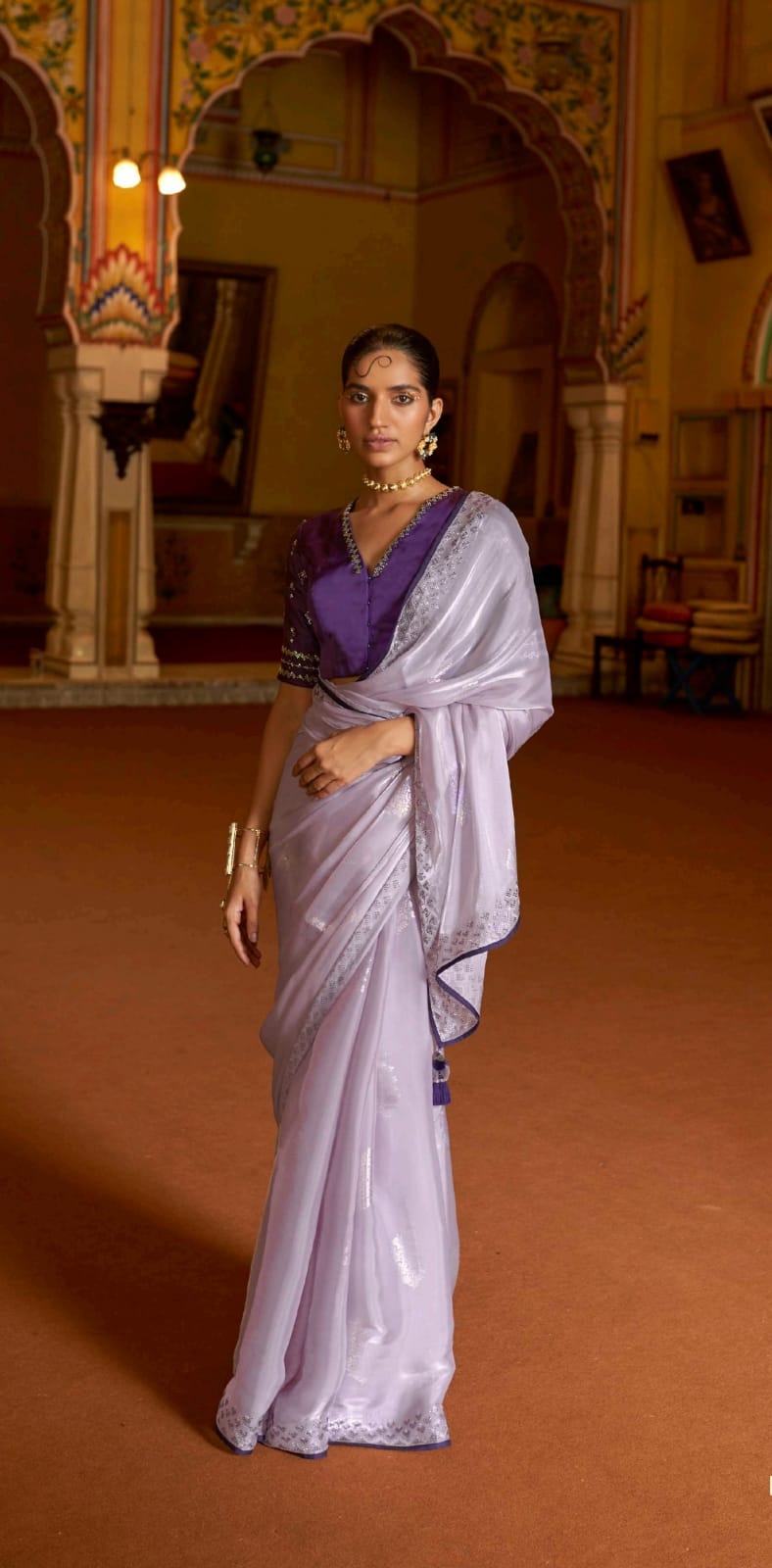 Purple Tissue Silk  saree for women
