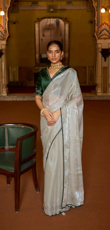 Green  Tissue Silk  saree for women