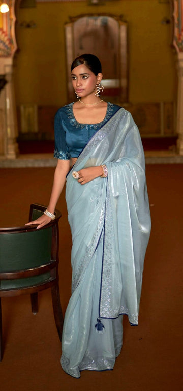 Sky Blue  Tissue Silk  saree for women