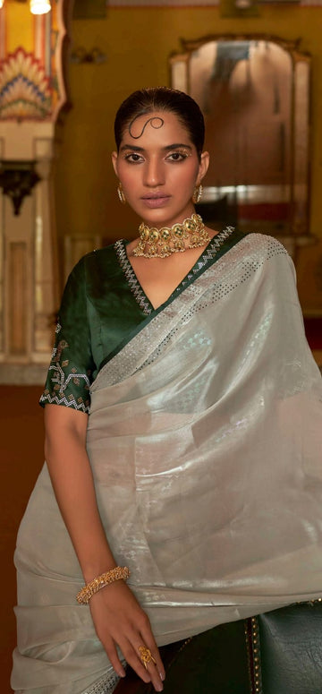 Green  Tissue Silk  saree for women