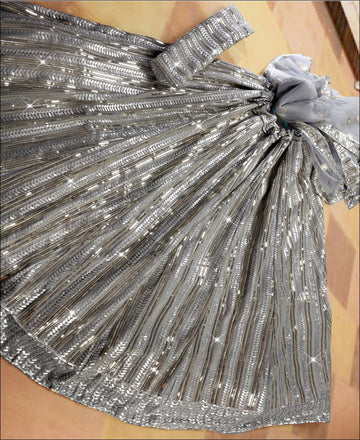 Gray  Zari and Sequence Embroidery Work lehenga choli with Net  dupatta