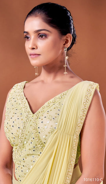 Yellow   NET  saree for women