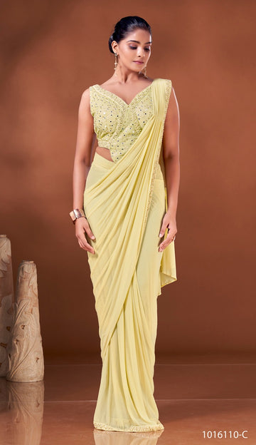 Yellow   NET  saree for women
