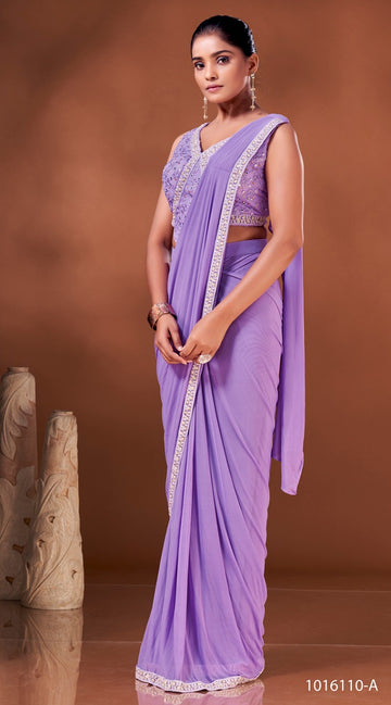 Purple   NET  saree for women