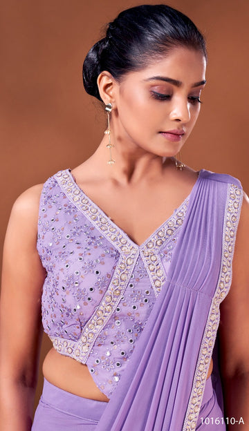 Purple   NET  saree for women