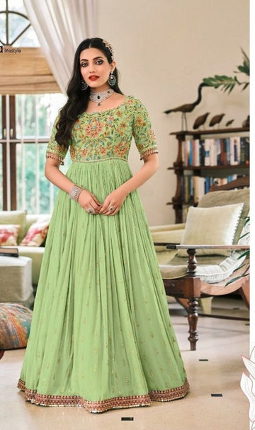 Perrot  Embroidery Work  Georgette Anarkali Flared Long  Gown