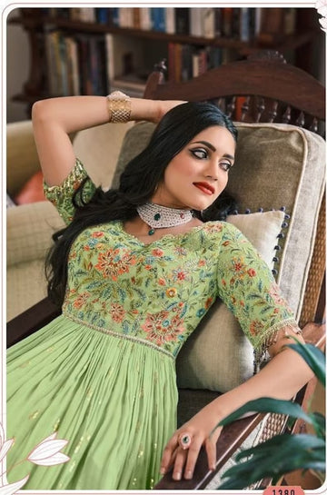 Perrot  Embroidery Work  Georgette Anarkali Flared Long  Gown