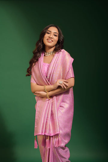 Light Pink Kanjivaram   saree for women