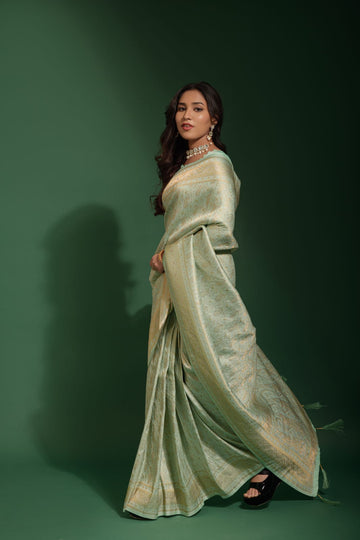 Light Green Kanjivaram   saree for women