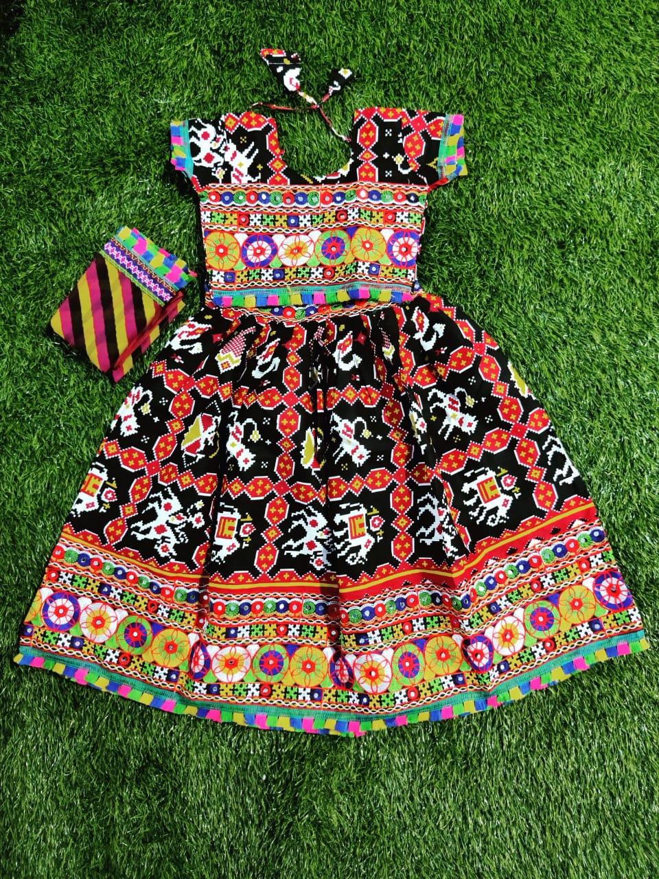 Black Mirror and Sequence Embroidery Work lehenga choli for Kids
