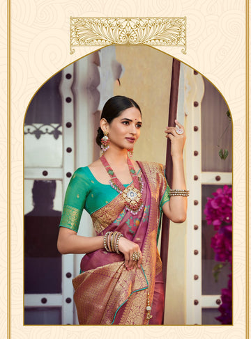 Teal Purple Tissue Silk   saree for women