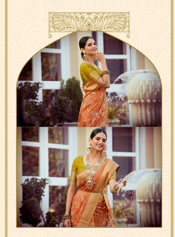 Yellow Tissue Silk   saree for women