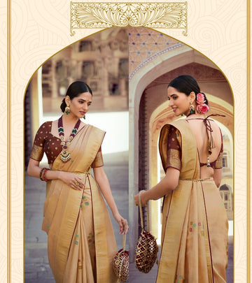 Beige Tissue Silk   saree for women