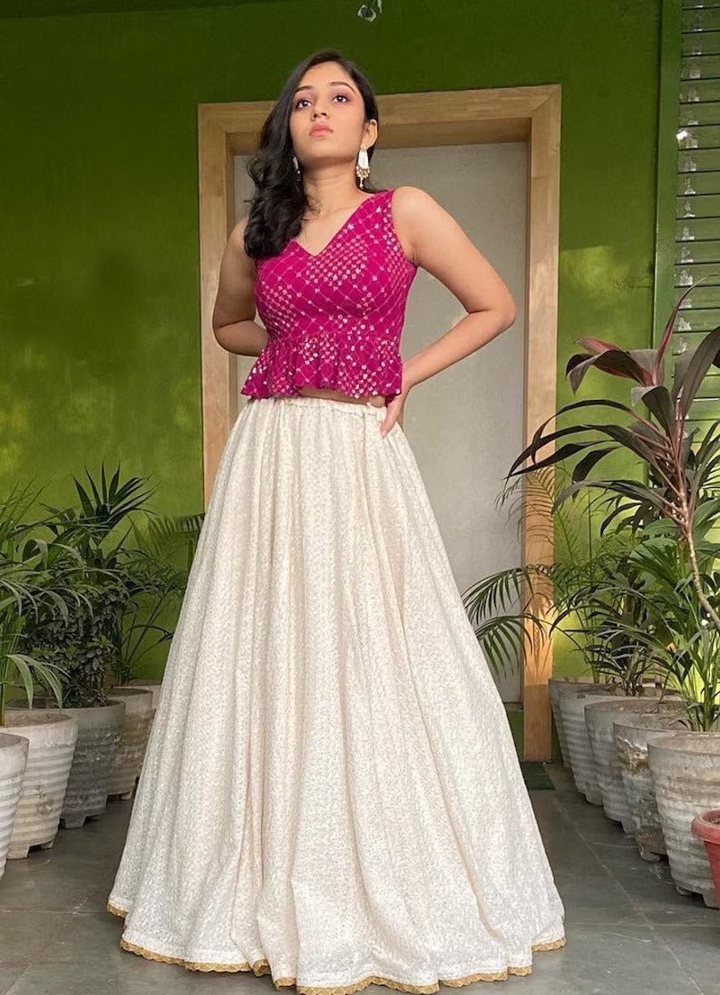 Pink Sequins and Thread embroidery Work lehenga choli