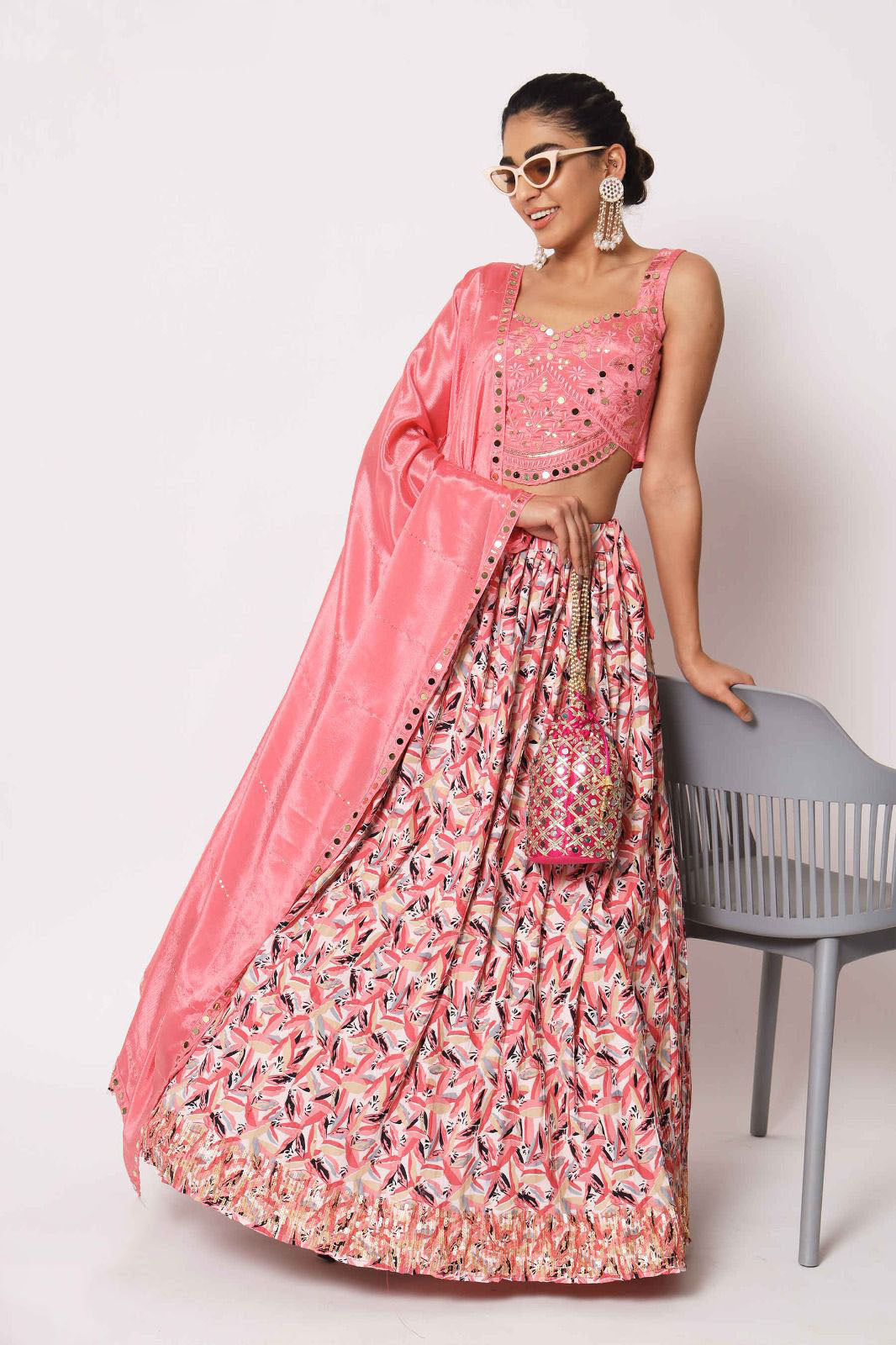 Pink Embroidery Work   lehenga choli with Georgette dupatta