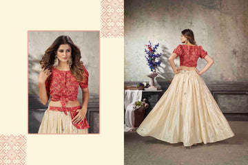 Deep Pink and Off White    Thread with Sequience Embroidered  Work  lehenga choli