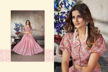 Dusty  Pink    Thread with Sequience Embroidered  Work lehenga choli