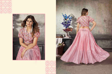 Dusty  Pink    Thread with Sequience Embroidered  Work lehenga choli