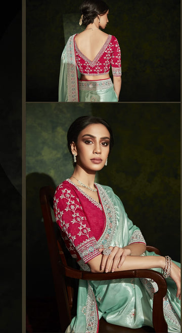 Sky Blue Soft Silk   saree for women