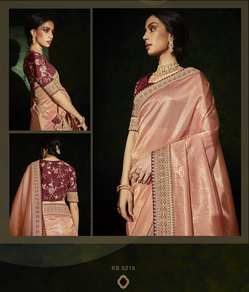 Peach  Soft Silk   saree for women