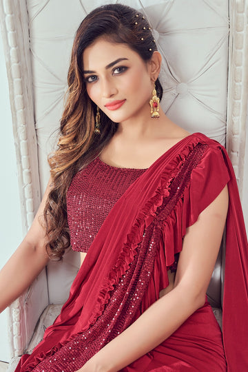 REd Imported Fabric  saree for women