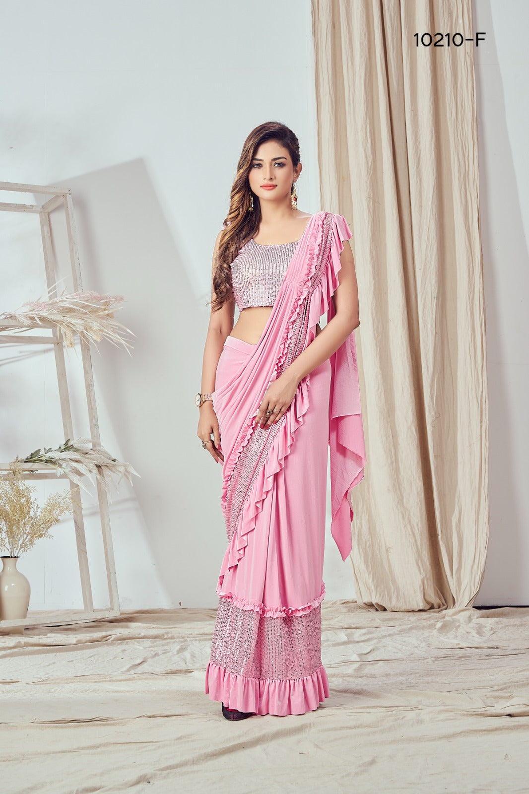 Light Pink Imported Fabric  saree for women