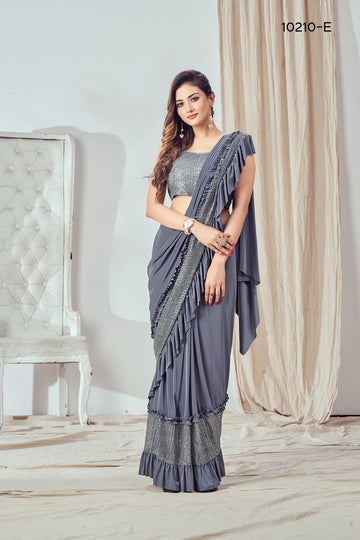 Grey Imported Fabric  saree for women