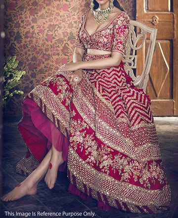 Red  Zari Sequins Embroidery Work  lehenga choli with Georgette  dupatta