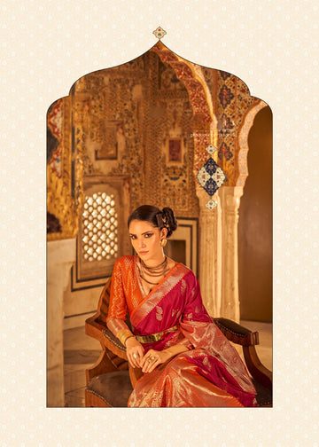 Pink Tusser silk  saree for women