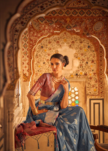 Grey  Tusser silk  saree for women