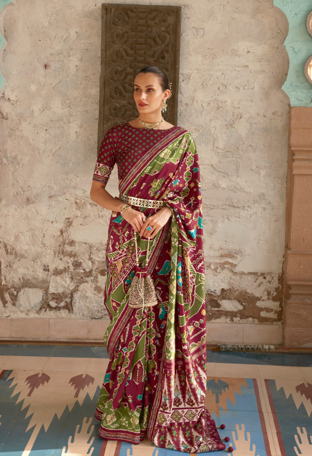 Maroon  Patola  silk  saree for women