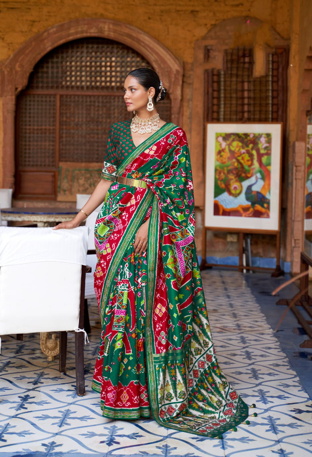 Green Patola  silk  saree for women