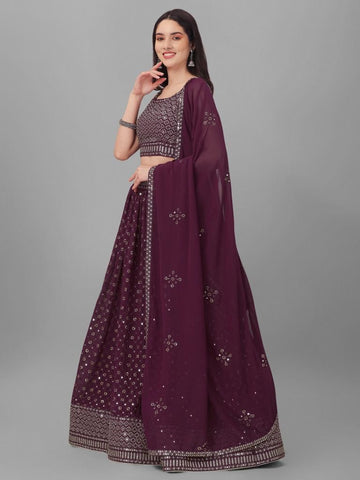 Purple  Embroidery with Sequins Work  lehenga choli with Heavy Georgette dupatta