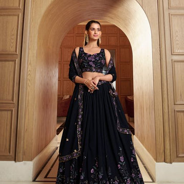 Blue  Sequins Embroidery Work lehenga choli with dupatta
