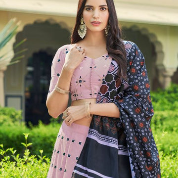 Pink Thread Siquence  Embroided   Work lehenga choli with Silk  dupatta